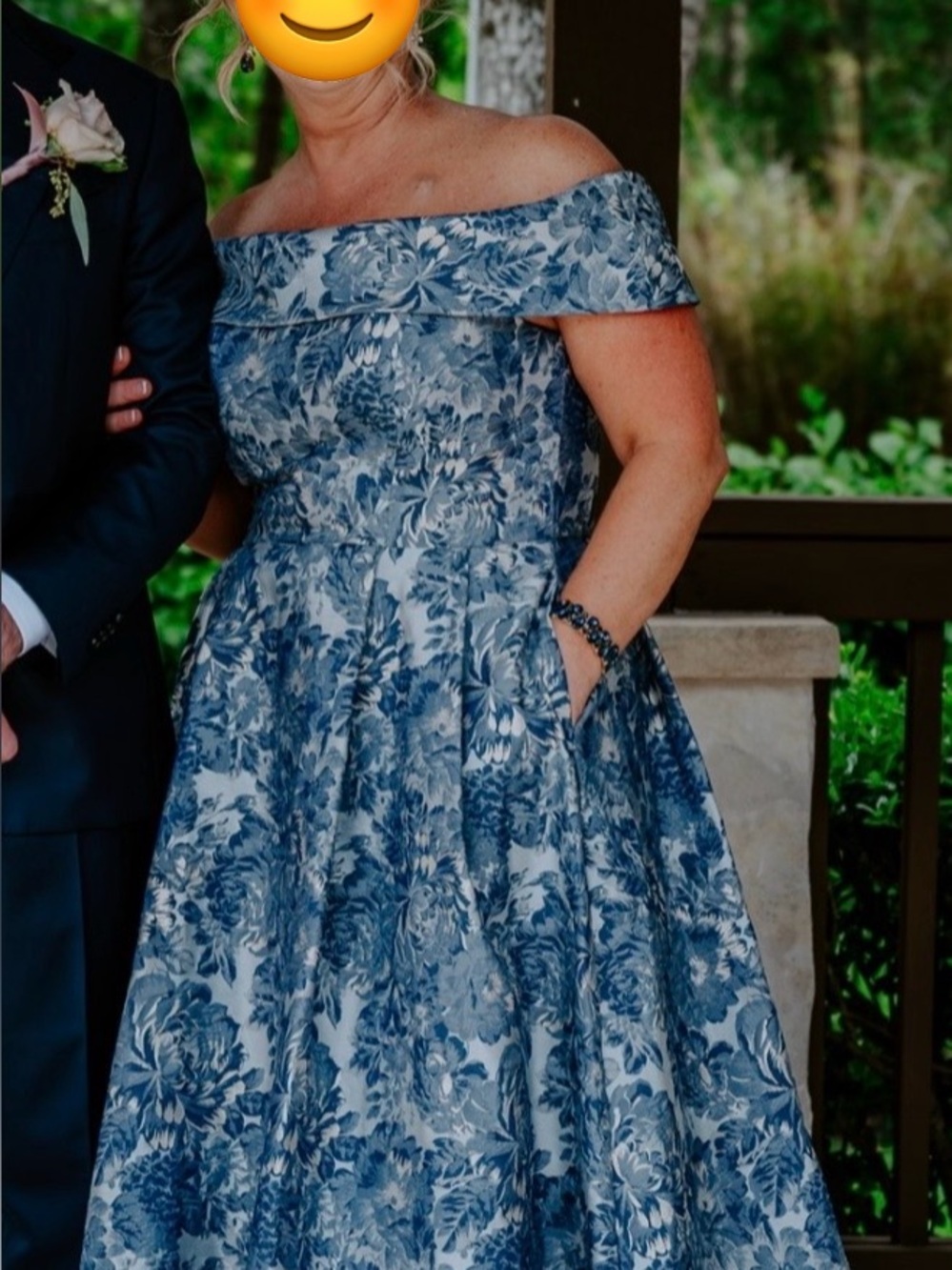 Navy floral formal dress. Perfect for mother of bride/mother of groom.